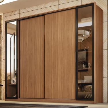 Imagem de Guarda Roupa Casal 4 Portas Vidro Reflecta E 4 Gavetas Estônia Prime Tx Amêndola-nude