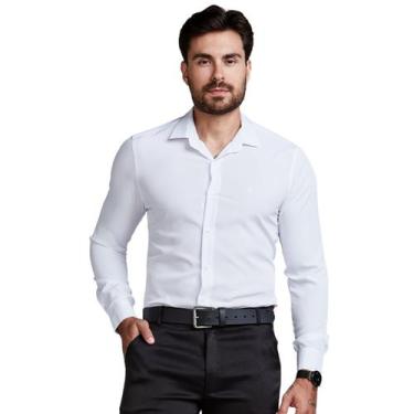 Imagem de Camisa Social Masculina Slim Manga Longa - Daze Modas, Branco, GG