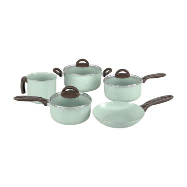 Imagem de Jogo de Panelas 5 Peças Brinox Suprema Ceramic Life Antiaderente Mineral Resist Verde