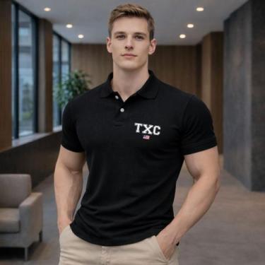 Imagem de Camiseta Gola Polo Masculina Camisa Texas Txc Farm Cores, Preto, M