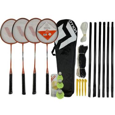 Imagem de Kit Badminton Vollo VB004 Completo 4 Raquetes 3 Petecas e Rede - Vollo