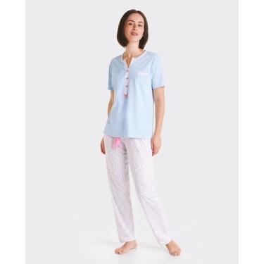 Imagem de Pijama Mescla Floral Longo - Lohe, Azul celeste, M