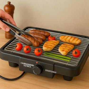 Imagem de Churrasqueira Elétrica Grill Portátil Sem Fumaça 2000w 127v - Preto - 