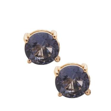 Imagem de Brinco De Pressão Zircônia Lilás Solitário Banho Ouro 18K - BP