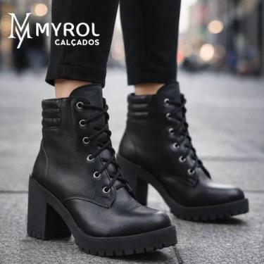 Imagem de Bota Coturno Salto Tratorado Com Fivela Confortável - Myrol Outlet, 38