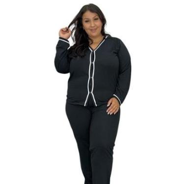 Imagem de Pijama Inverno Plus Size Blusa Manga Longa e Calça Janaína 50 52 54 56-Feminino