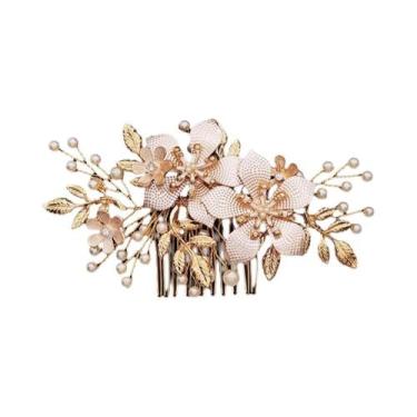 Imagem de Pente De Cabelo De Noiva Princesa Coreano Em Liga Com Pérolas, Presilh