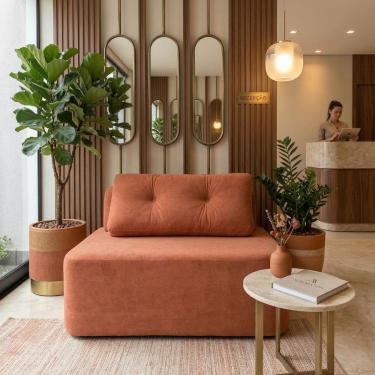 Imagem de Sofá Modular Cielo 120cm Recepção Loja Sala de Estar Bouclê Terracota - Montanari`s Decor