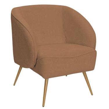 Imagem de Poltrona Para Sala De Estar Agnes Pés Aço Ouro Fosco Bouclé Terracota - Nexta Casa