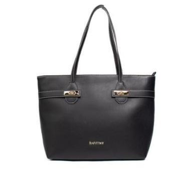 Imagem de Bolsa Feminina Rafitthy Tote Grande Estrutura Quadrada Preto-Feminino