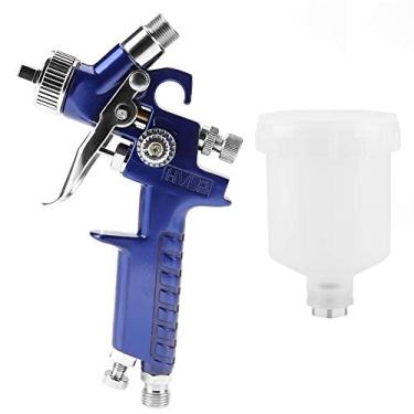 Imagem de Pistola de pintura, H-2000A Conjunto de pistola de pintura a ar com bico de 0,8 / 1,0 mm Pistola de pintura automática com copo de 125ml Mini pistola de pintura pneumática para carro, pistola de pintura por gravidade (H-2000A 0,8 mm)