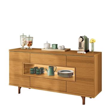 Imagem de Aparador Buffet Sala Murano 5 Portas e Pés em Madeira Maciça