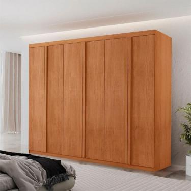 Imagem de Guarda Roupa Casal Ortiz Mdf Com 6 Portas 2 Gavetas Moderna Naturalle Sem Pés