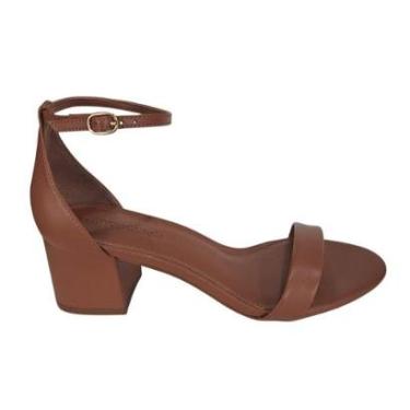Imagem de Sandália Salto Bloco Em Couro 1663CC Cravo e Canela - Marrom-Feminino