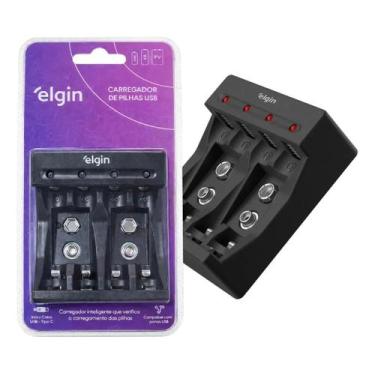 Imagem de Carregador De Pilhas Usb-c 9v/aaa/aa Elgin Sem Pilhas 127/22