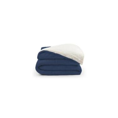 Imagem de Coberdrom Cobertor Casal Padrão Soft Sherpa Dupla Face Macio Cor: Azul