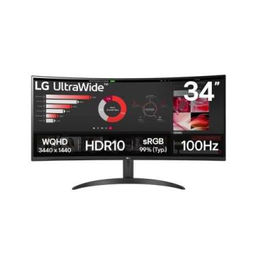 Imagem de Monitor Curvo LG UltraWide 34 WQHD 100Hz VA 5ms DP HDMI 34WR50QKB