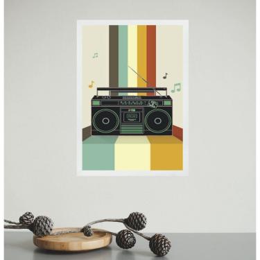 Imagem de Quadro Decorativo Retrô Rádio Toca Fita 45x34cm