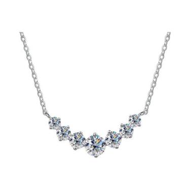 Imagem de Colar Feminino Banhado a Ouro Branco Com Moissanite Joia Fina Para Cas