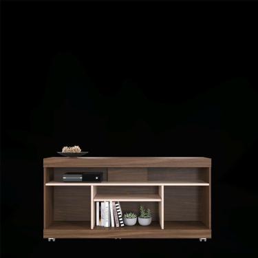 Imagem de Rack Bancada Yara para TVs de 55" Colibri 2 Portas e 4 Nichos Nogueira Real/Off White