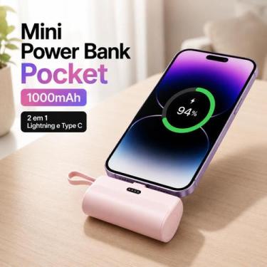 Imagem de Carregador Mini Power Bank 10000mAh Bateria Auxiliar Sem Fio 2em1 Carr