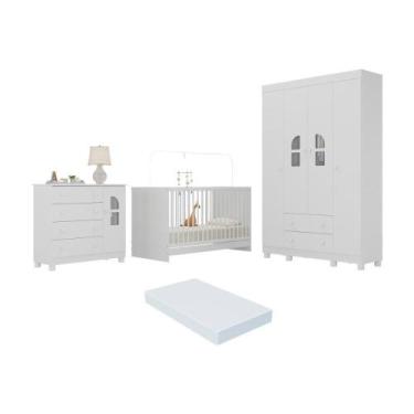Imagem de Quarto De Bebê Completo Com Berço 3 Em 1 Com Colchão Incluso Nina Mult
