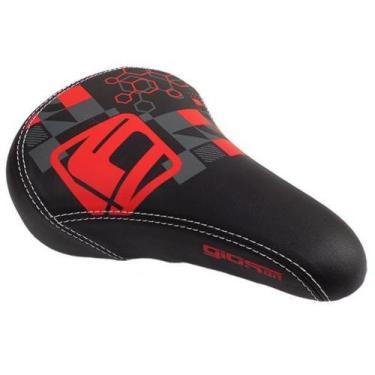 Imagem de Selim Gios Bmx Sela Bike Bicicleta Preto / Vermelho - BIKE STILO