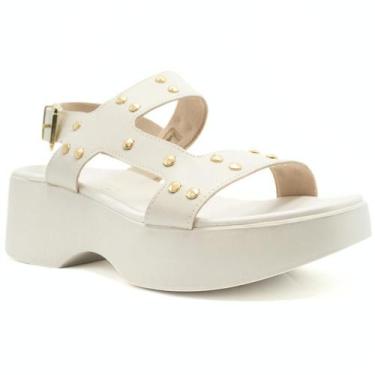 Imagem de Sandália Moleca Plataforma Spikes Feminina - Off White, 38