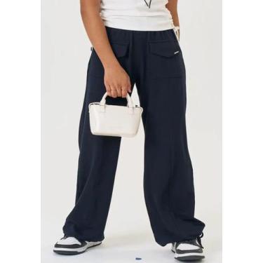 Imagem de Calça Wide Leg Infantil Lilimoon, Azul marinho, 14
