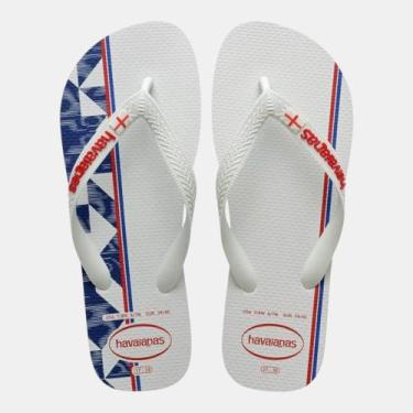 Imagem de Chinelo Havaianas Top Nations Seleções Inglaterra Branco, Branco, Verm