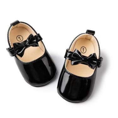 Imagem de Sapatos de bebê Covvoliy Mary Jane Flats Floral Black 6-12 meses