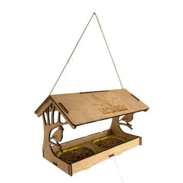 Imagem de Casa Love Double Alimentador Suspenso Duplo Para Pássaros Cor:Amarelo 