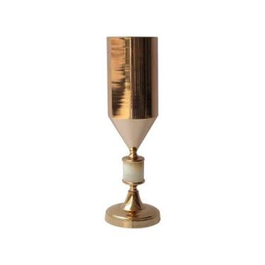 Imagem de Castiçal Porta Vela de Metal Dourado 43cm Decorativo - BTC