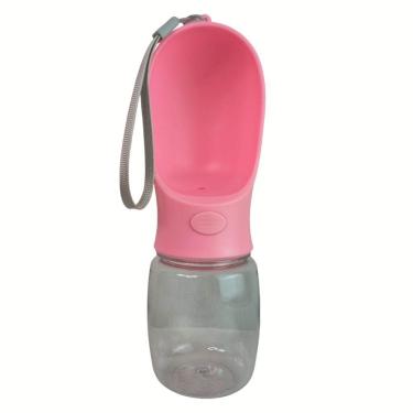 Imagem de Garrafa Bebedouro Portátil para Pets AB Mídia SU-COP Cães e Gatos Rosa 350ML com Cordinha