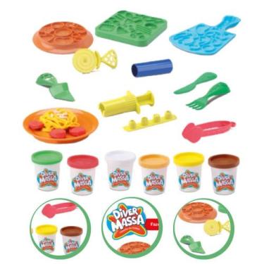 Imagem de kit Massinha De Modelar Fazendo Massas com Forminhas Divertoys - Diver