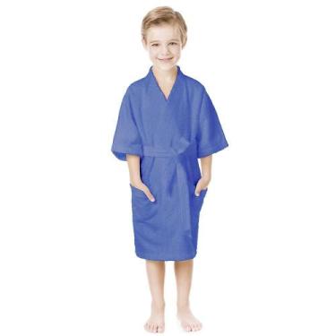 Imagem de Roupão Infantil Felpudo Quimono Confetti Azul Lepper, P