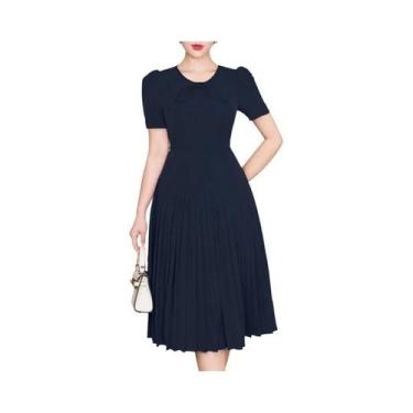 Imagem de Vestido Feminino Coreano De Comprimento Até O Joelho, Plissado, Linha 
