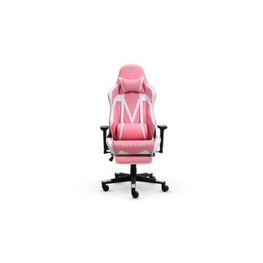 Imagem de Cadeira Gamer XT Racer Viking Series, Até 120kg, Com Almofadas e Apoio de Pés, Reclinável, Descanso de Braço 3D, Rosa e Branco - XTR-023