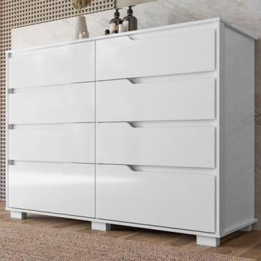 Imagem de Cômoda para Quarto 8 Gavetas 147cm Georgia Branco - Moval