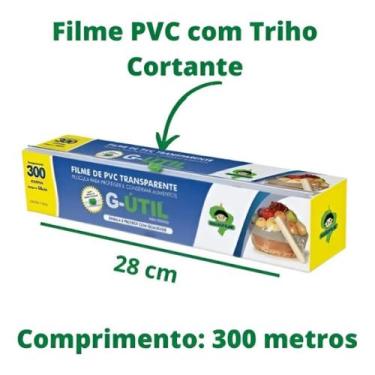 Imagem de Rolo Filme Pvc 28cm X 300m Guarufilme Com Cortador - Sem marca
