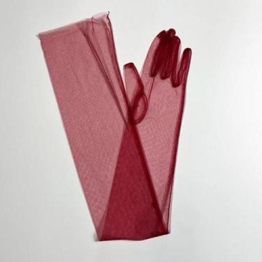 Imagem de Luvas Femininas Vintage Longas De Tule Com Dedos Completos, Compriment