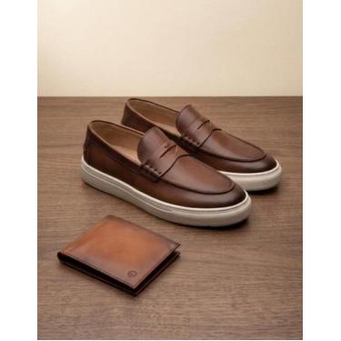 Imagem de Kit Mocassim Slip On Masculino e Carteira Couro Legitimo - Clube Do Mo