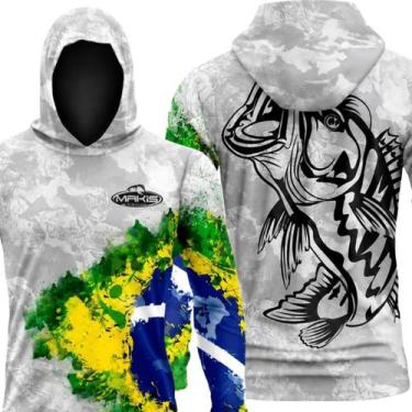 Imagem de Camiseta Pesca Makis Fishing Brasil Com Capuz Manga com Luva, Brasil c