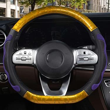 Imagem de ZKSMZS Capa de volante de carro em forma de D Four Seasons cubos de volante acessórios interiores, para VW GOLF 7 8 2015 POLO JATTA