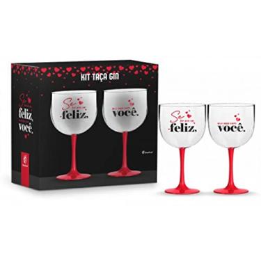 Imagem de Jogo 2 Taças Gin Bicolor - Eu e Você Pra Sempre 580ml Presente Namorados Brasfoot
