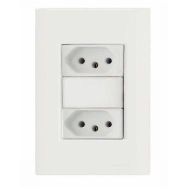 Imagem de Conj 4x2 2 Tomadas 2p+t 10 A 250 V Tramontina Giz Branco