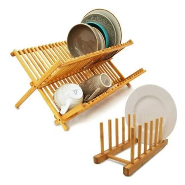 Imagem de Escorredor + Suporte De Louça Dobrável Bambu Clink 45X33