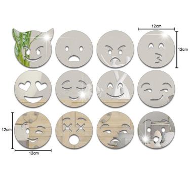 Imagem de Espelhos Decorativos Acrílico Kit Emojis 12 cm