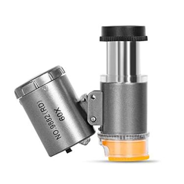 Imagem de ZTBH Kit de acessórios para microscópio 60X mini microscópio de bolso, microscópio de luz LED Slides (cor : prata)