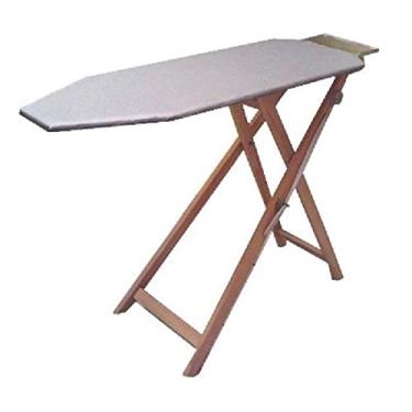 Imagem de Tábua de Passar Roupas de Madeira Resistente - Capa Metalizada Térmica - Ideal para Casa e Lavanderia - Dobrável e Durável